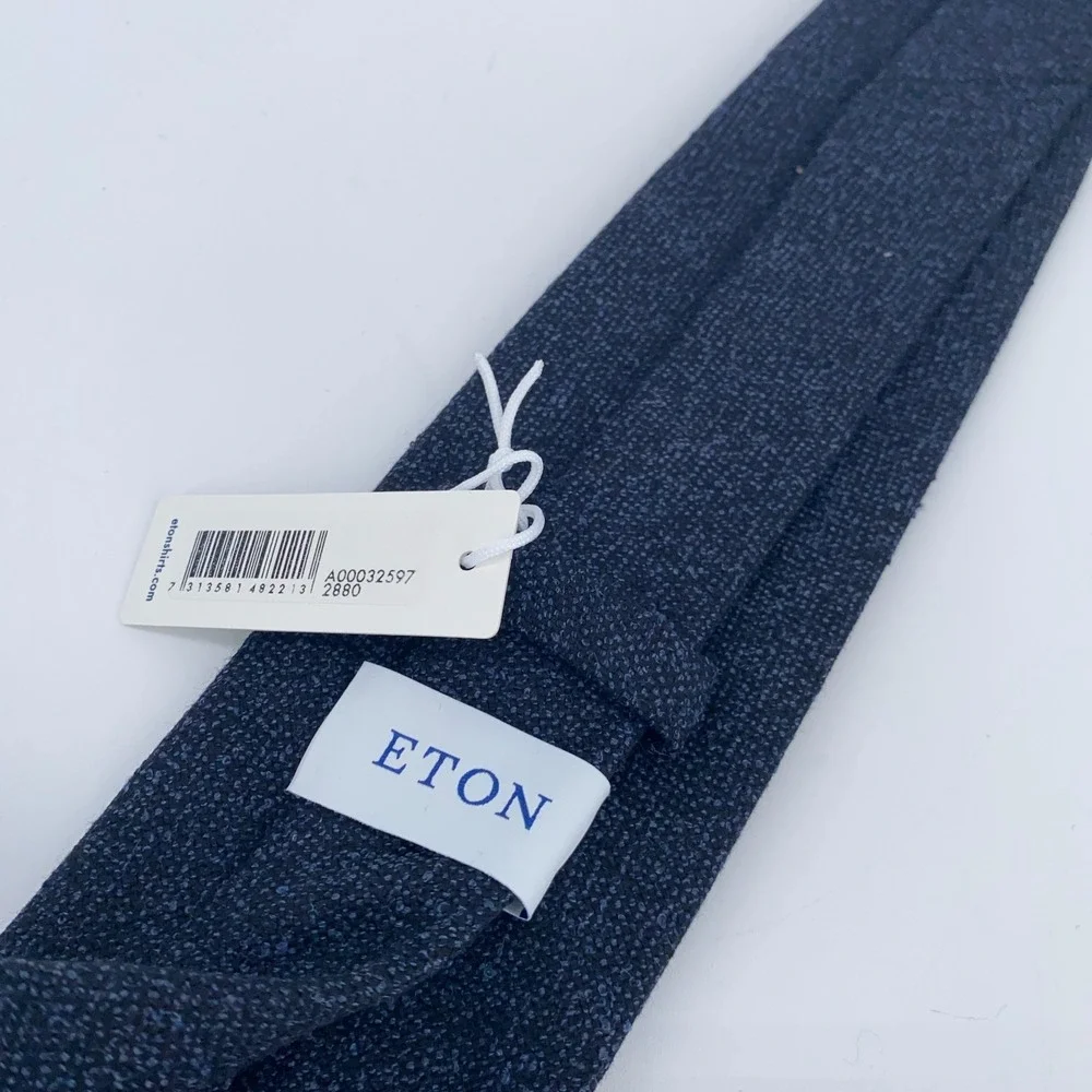 Eton Tie Mens One Size Blue Wool Professional Luxury Classic Fit Necktie NWT